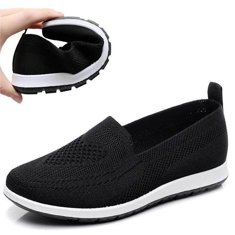 Women's  Cloth Case Summer Breathable Flat Hollow Flying Gauze Mother Shoes