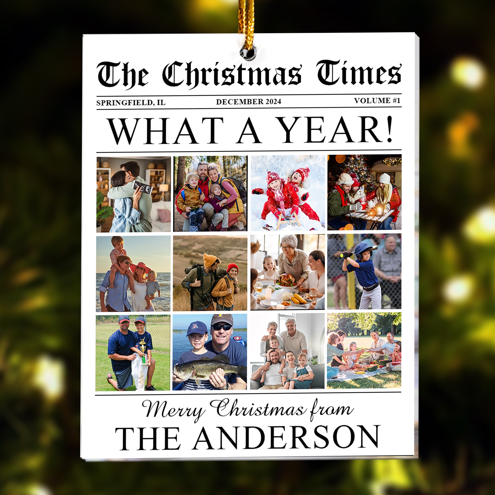 Loveyoufancy The Christmas Times - What A Year Newspaper - Personalized Acrylic Photo Ornament