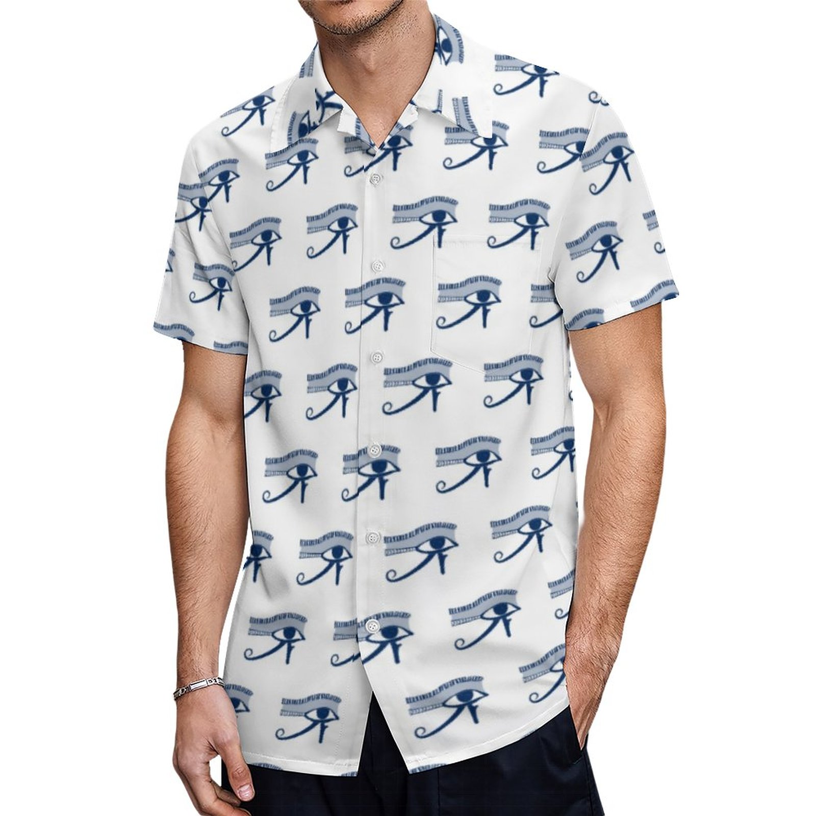 Stylish Eye Of Horus Lucky Talisman Hawaiian Shirt Mens Button Down Plus Size Tropical Hawaii Beach Shirts