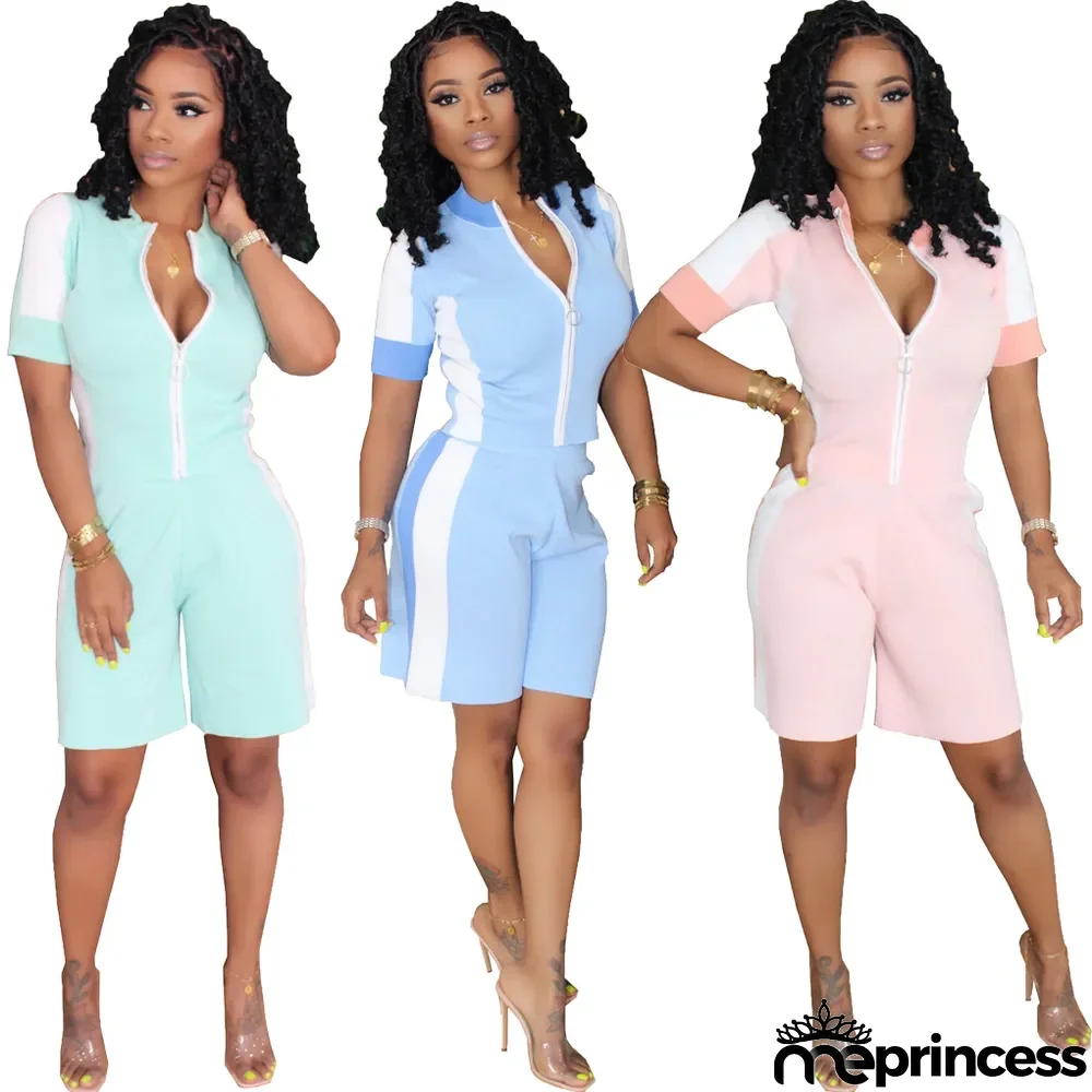 Spliced ??Short Sleeve Coat Shorts Casual Sports Suit