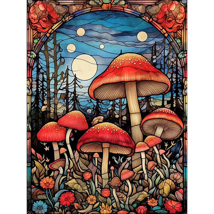 2 Pack Diamond Painting Kits for Adults,5D DIY Mushroom Forest Full Drill  round