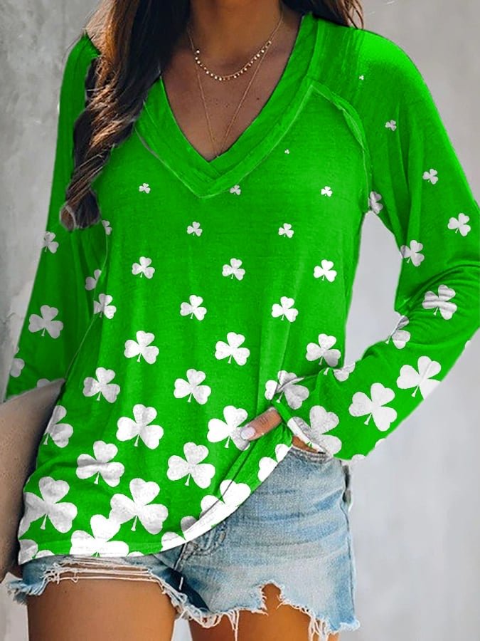 Women's St. Patrick's Day Shamrocks V-Neck T-Shirt