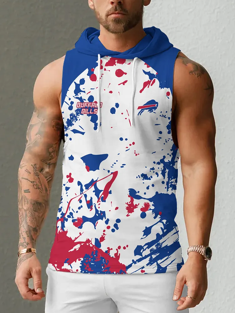Buffalo Bills Men's  Casual Comfy Sleeveless Hooded Tank Top