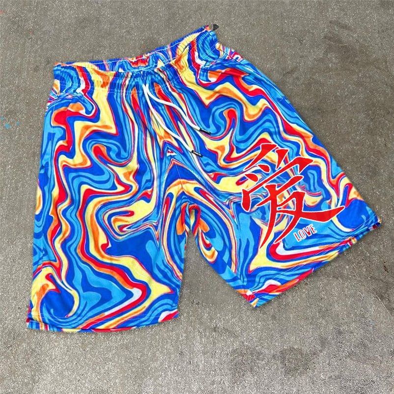 Ripple Colorful Print Trendy Street Shorts