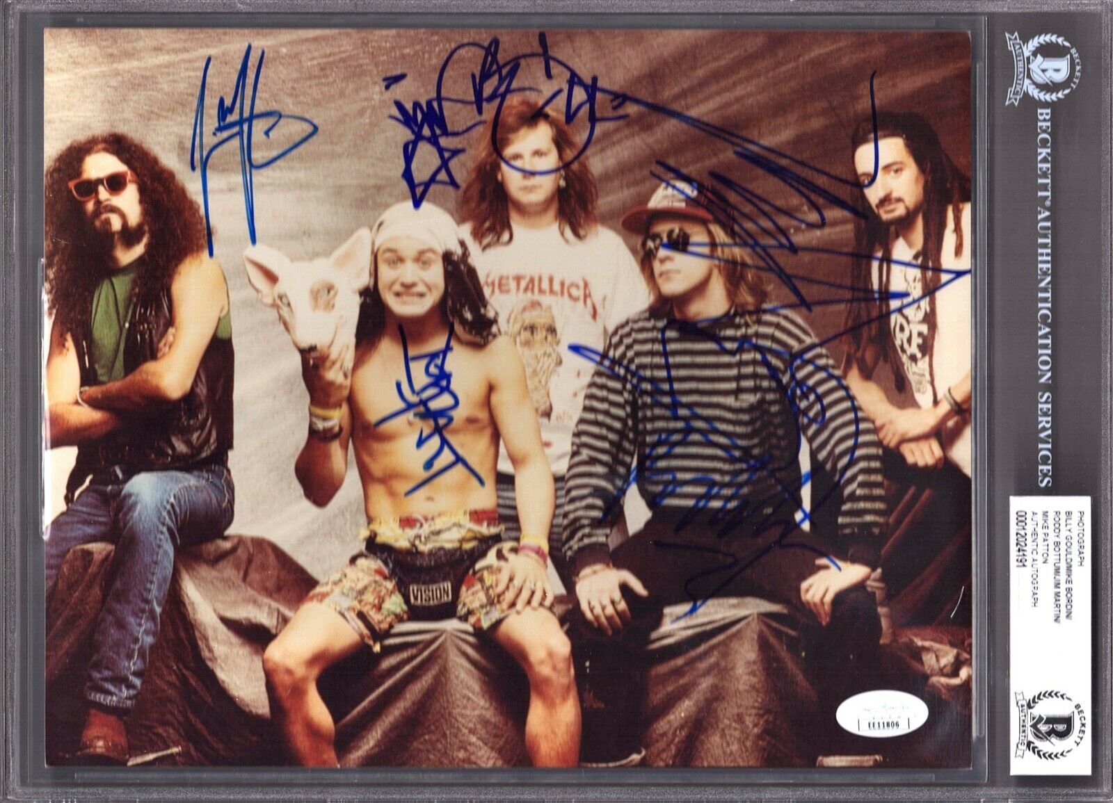 FAITH NO MORE Band Mike Patton +4 Signed Auto 8x10 Photo Poster painting Beckett BAS SLABBED