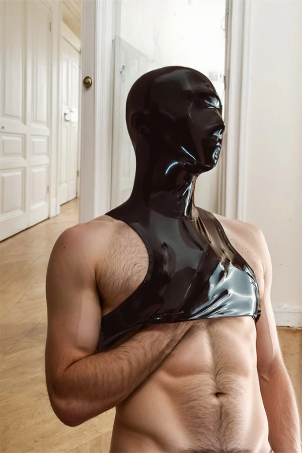 Unisex Latex Vests Unisex Micro-View Perforated Hood and Vest Fantasy Role-Playing Series (KG31780)