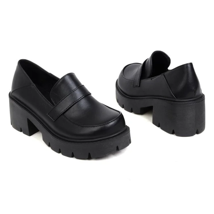 Breakj Women Platform Pumps 2022 Spring 6cm High Heels Patent Leather Black Shoes Slip-on Lolita Japanese Female Shoes Big Size 42 43