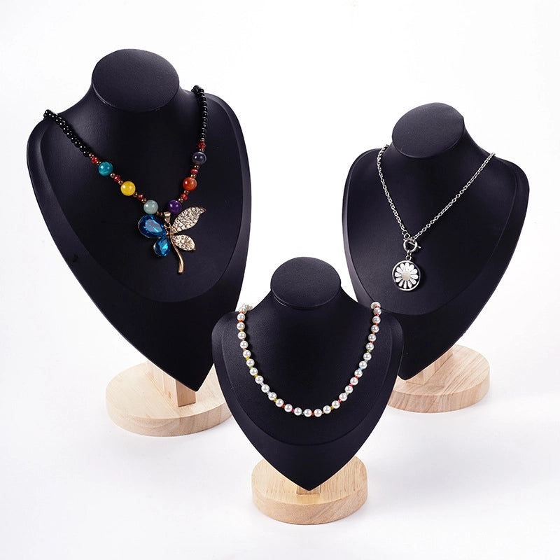1 Piece PU Wood Minimalist Solid Color Jewelry Display Bust
