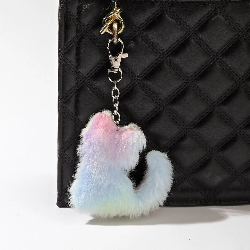Korean Style Gradient Color Heart Shape Imitation Fur Unisex Bag Pendant Keychain