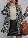 Stylish Zebra Printed Long Sleeves Lapel Collar Blazer