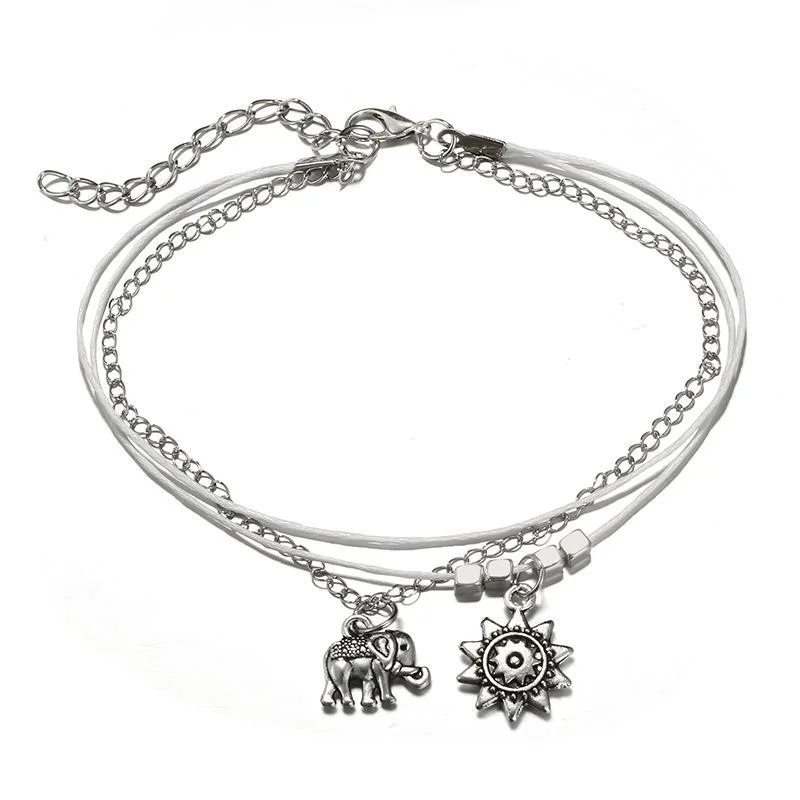 Women plus size clothing Three-layer Sun Elephant Anklet Wholesale Cheap Jewelry-Nordswear
