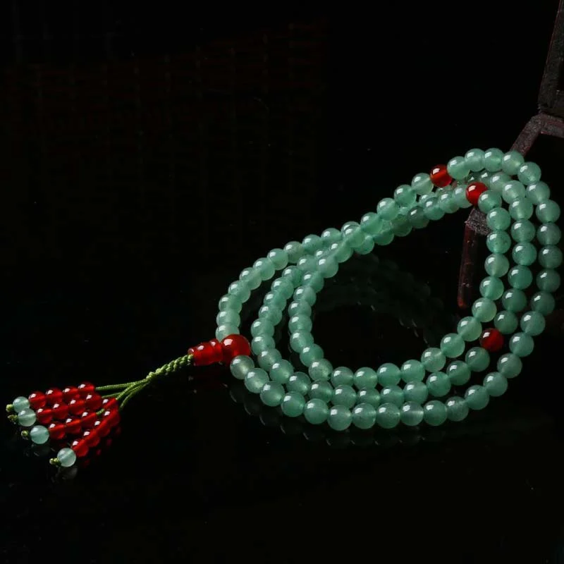 Green Aventurine Red Agate 108 Beads Luck Bracelet Necklace Mala