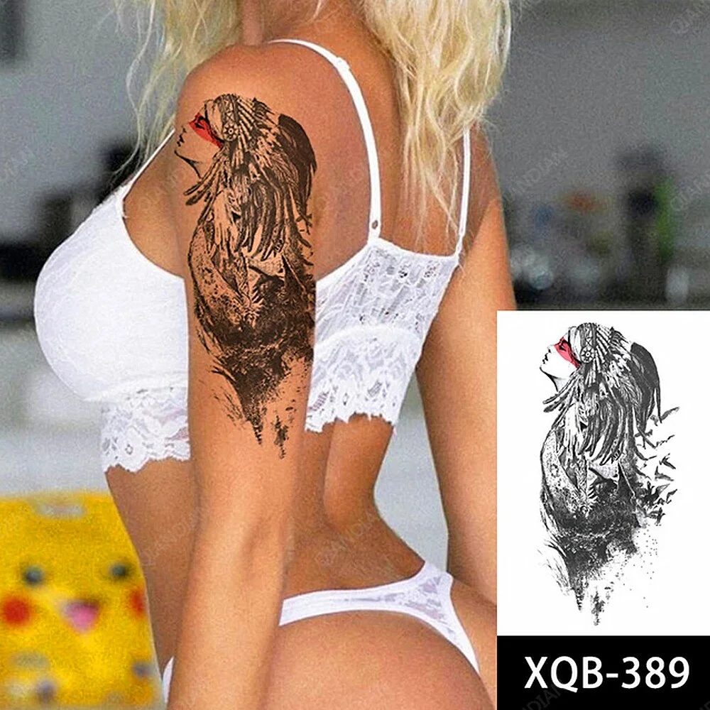 Sdrawing Tiger Manipulator Temporary Tattoo Sticker Waterproof Skull Flower Compass Eagle Deer Body Arm Sleeve Fake Totem Women Man