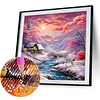 Paysage d&rsquo;hiver 5d bricolage diamant art peinture kit d&eacute;coration int&eacute;rieure 40x40cm (sc&egrave;ne de neige)