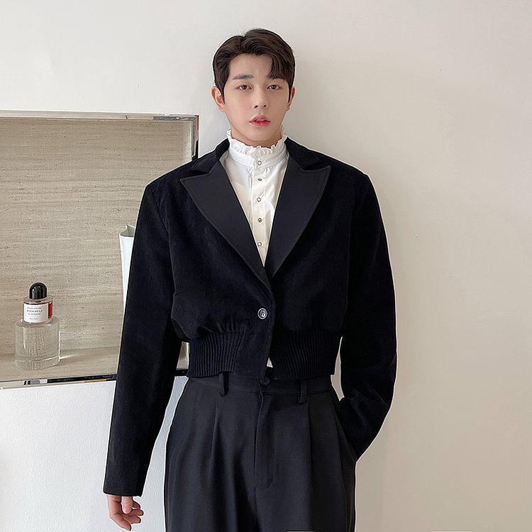 Dawfashion-Small Fragrant Style Short Stitching Asymmetric Hem Suit Jackets-Yamamoto Diablo Clothing