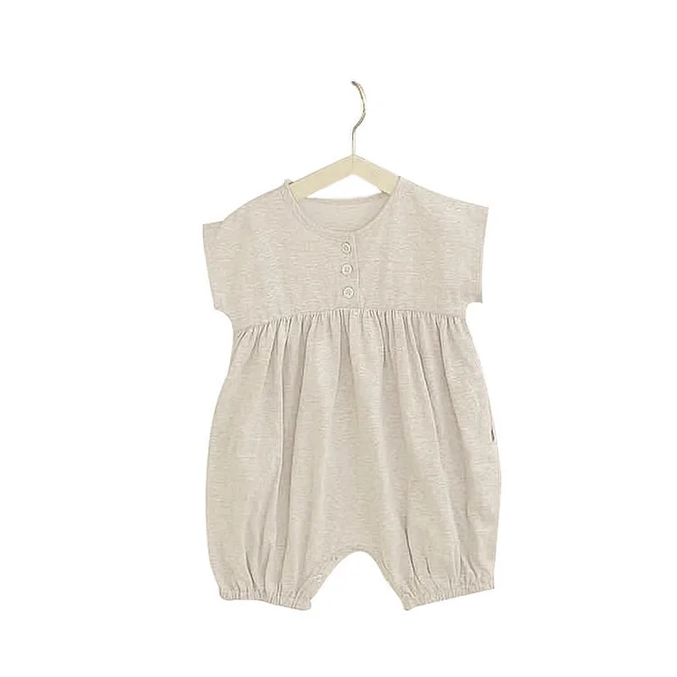 Baby Solid Color Linen Loose Romper