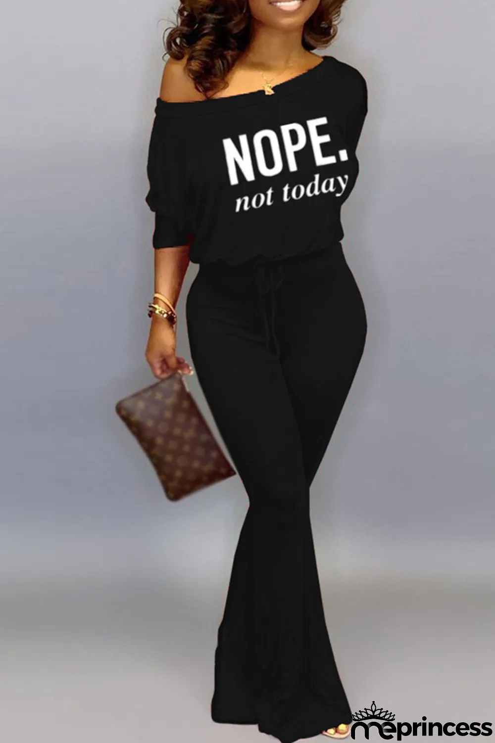 Grey Casual Print Split Joint Oblique Collar Regular Jumpsuits