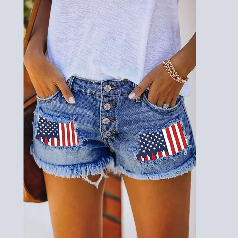 Women's Denim Short Tassel Denim Straight Shorts Jeans