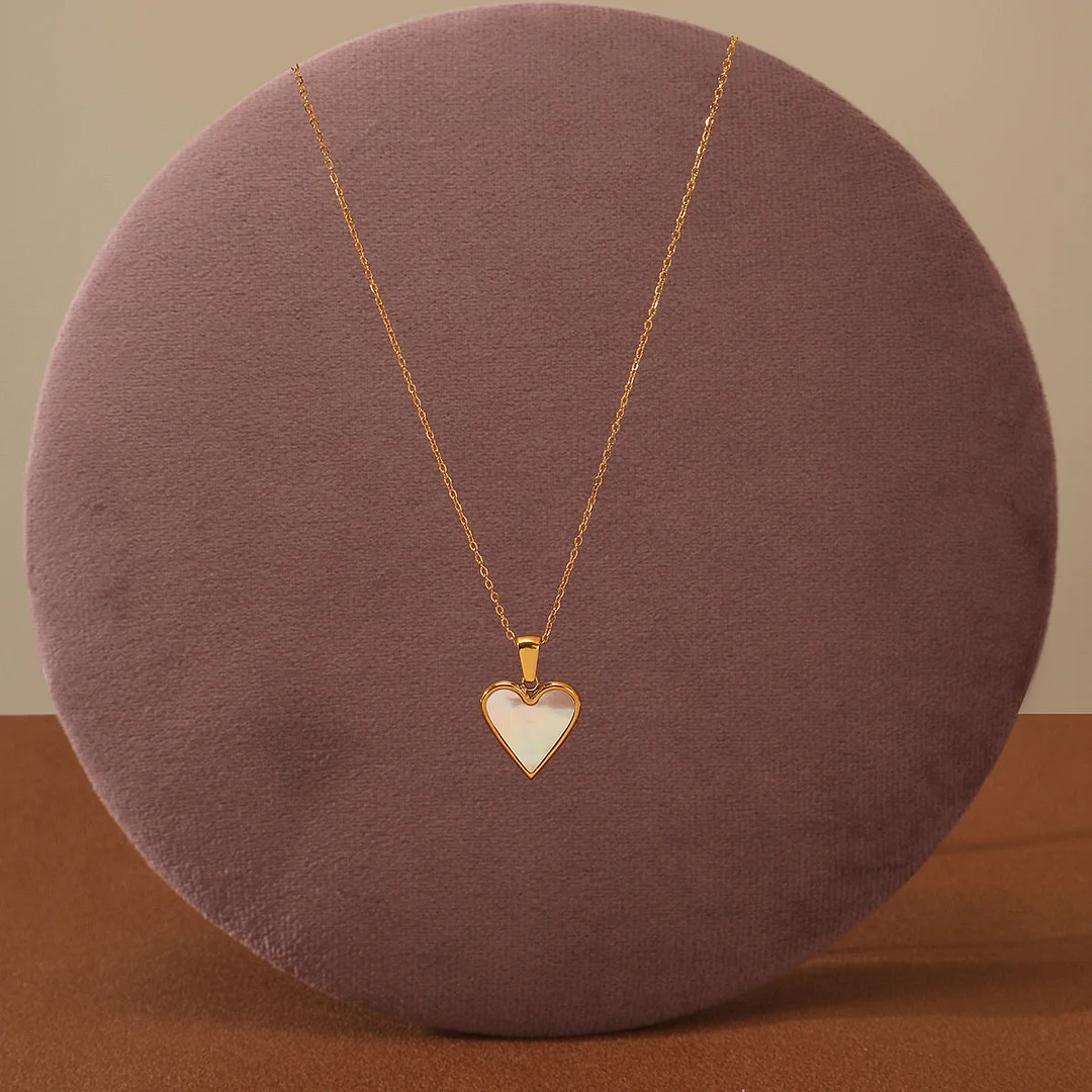 White Fritillary Inlaid Zircon Love Stainless Steel Necklace