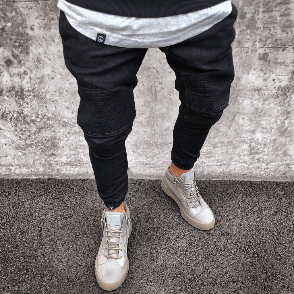 Fashion solid color men's slim jeans - Krazyskull
