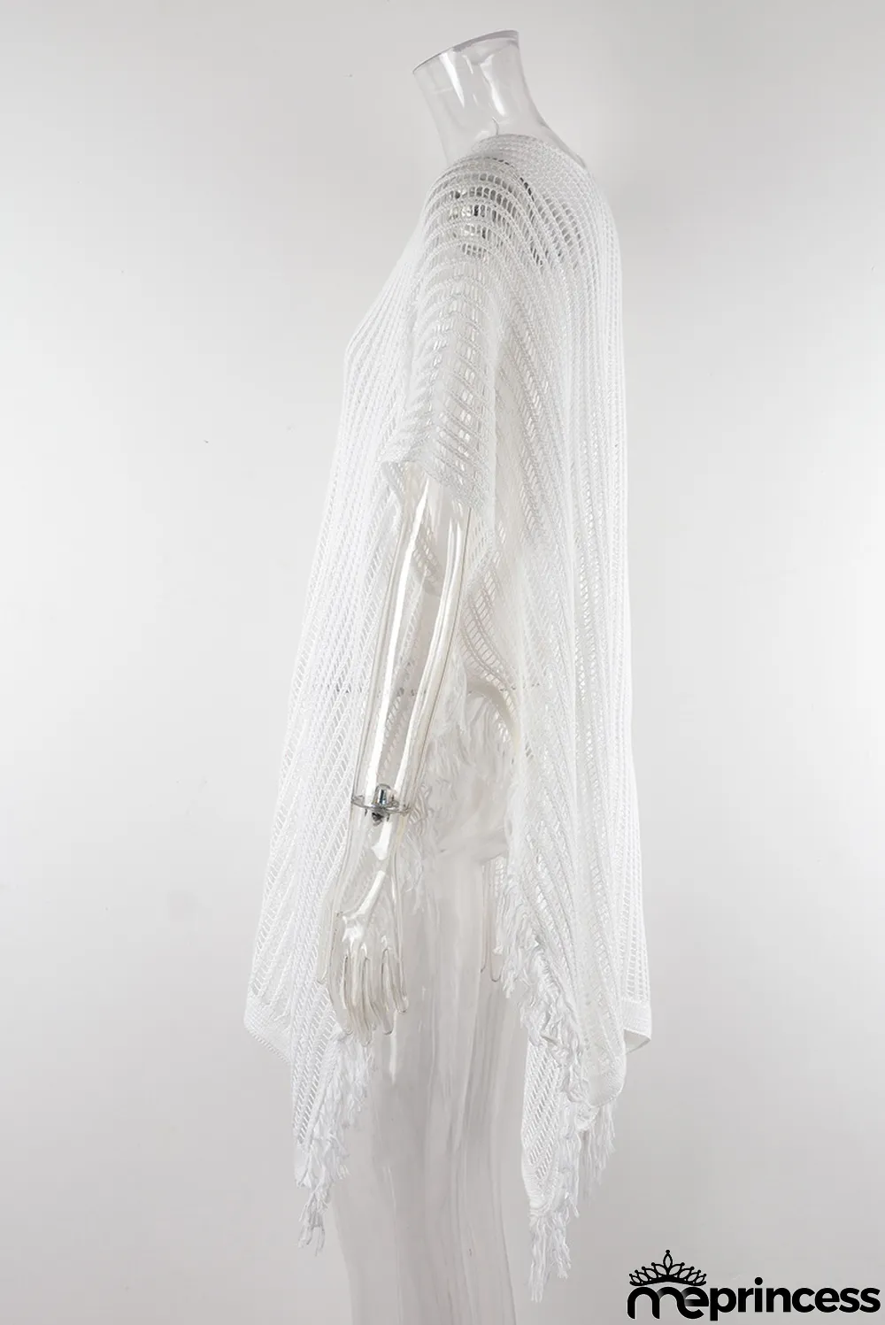 Summer Maxi V-neck Hollow Tassel Beach Suit Holidays Shirt Beach Sun Shield