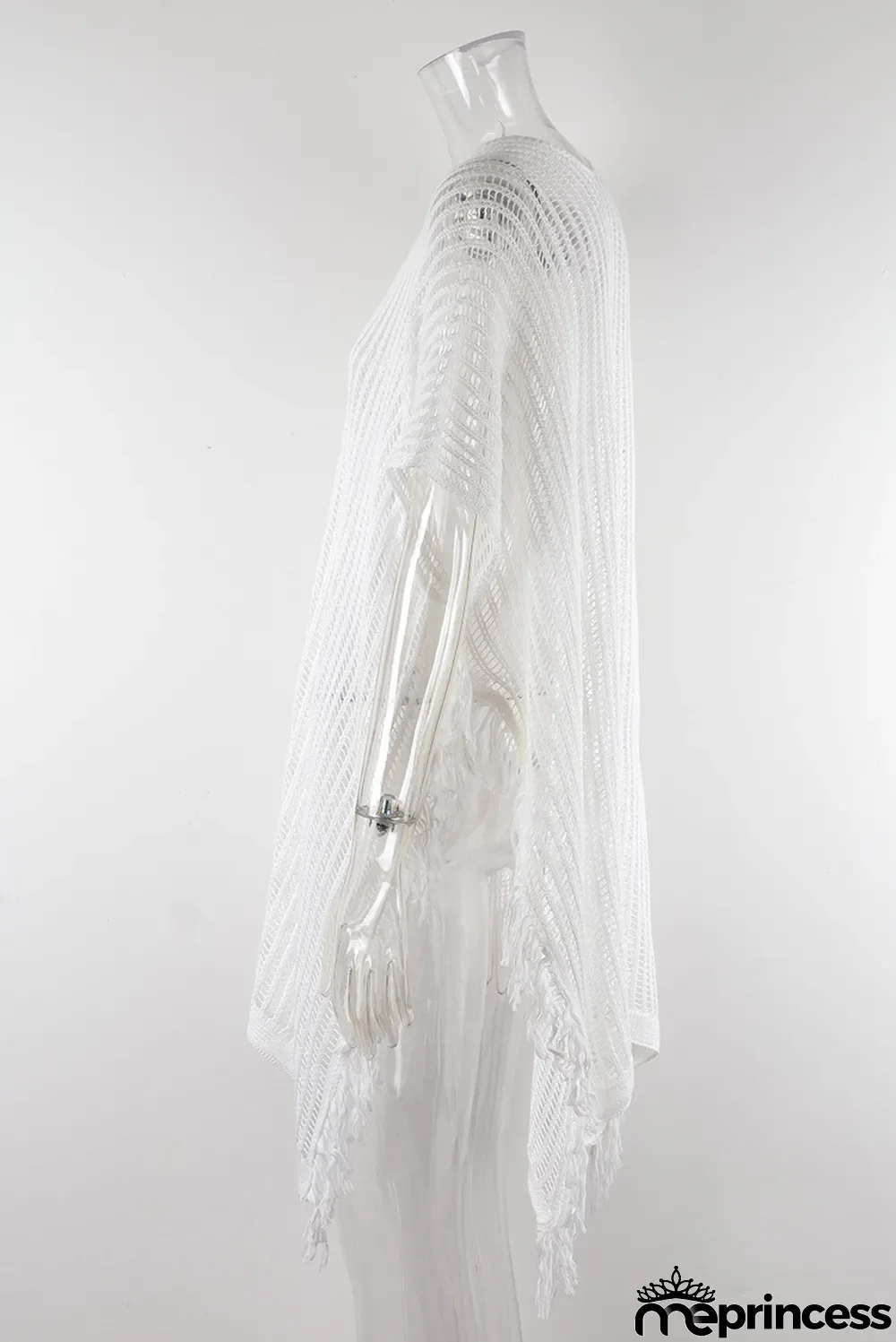 Summer Maxi V-neck Hollow Tassel Beach Suit Holidays Shirt Beach Sun Shield