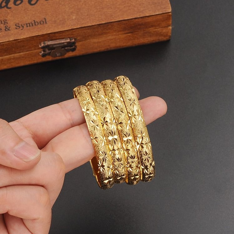 24k 2pcs EthiopianWomen Gold Dubai Bride Wedding African/Arab/Middle East Bracelet