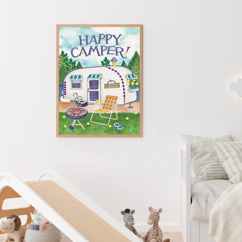 Diamond Painting - Partial Special Shaped Drill - Happy Camping Bus(30*40cm)