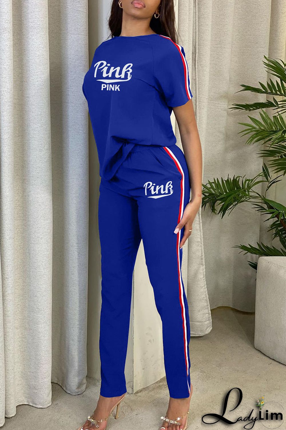 Grey Casual Print Patchwork O Neck Short Sleeve Two Pieces