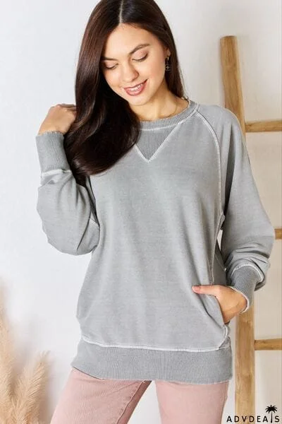 Zenana French Terry Long Sleeve Sweatshirt