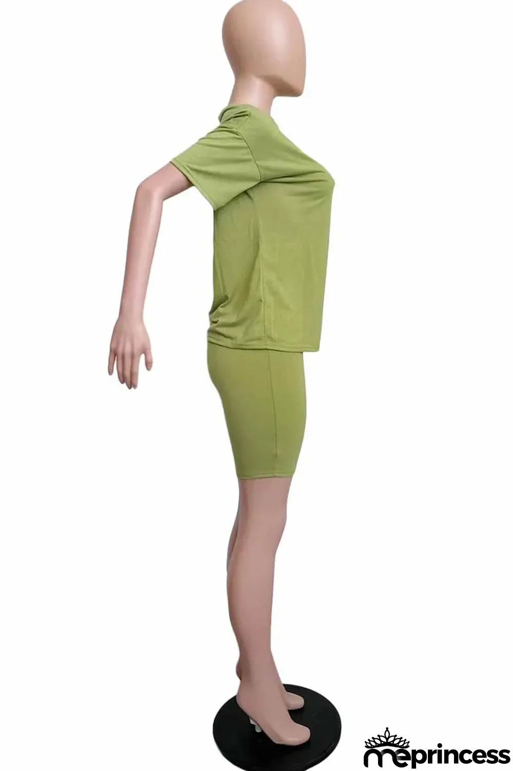 Purple Casual Print Letter O Neck Short Sleeve Two Pieces