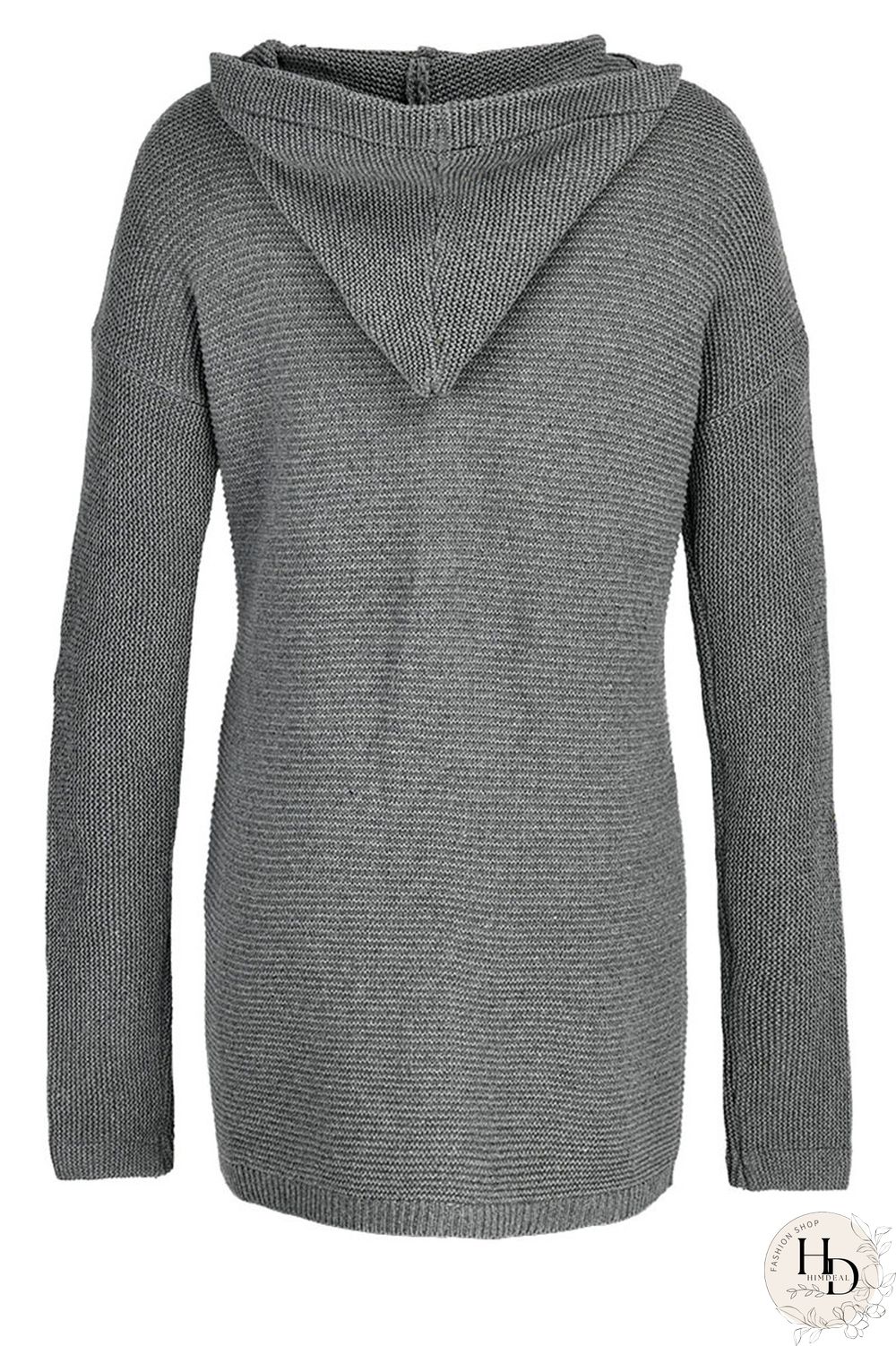 Beige Fashion Cardigan Hooded Long Jacket