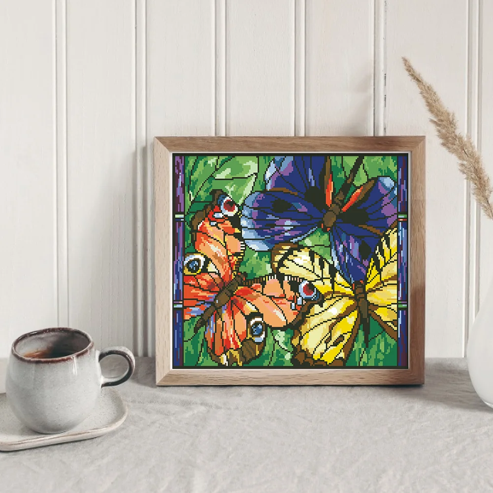 9CT Full Stamped Cross Stitch Bead Embroidery- Butterfly(Canvas|46*40CM)