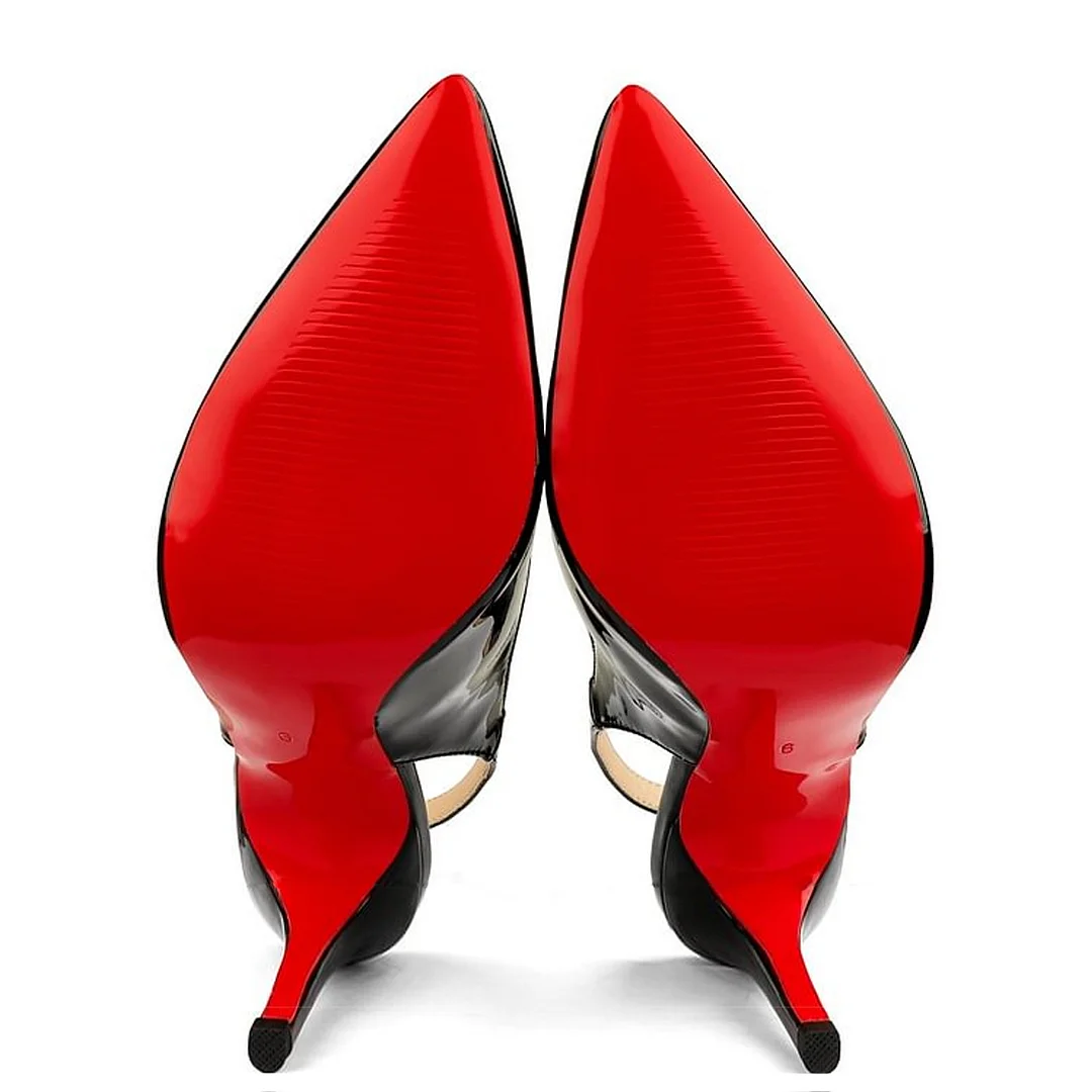 120mm/100mm Women's Sandals Pointed Toe Slingback Red Bottom Heels-MERUMOTE