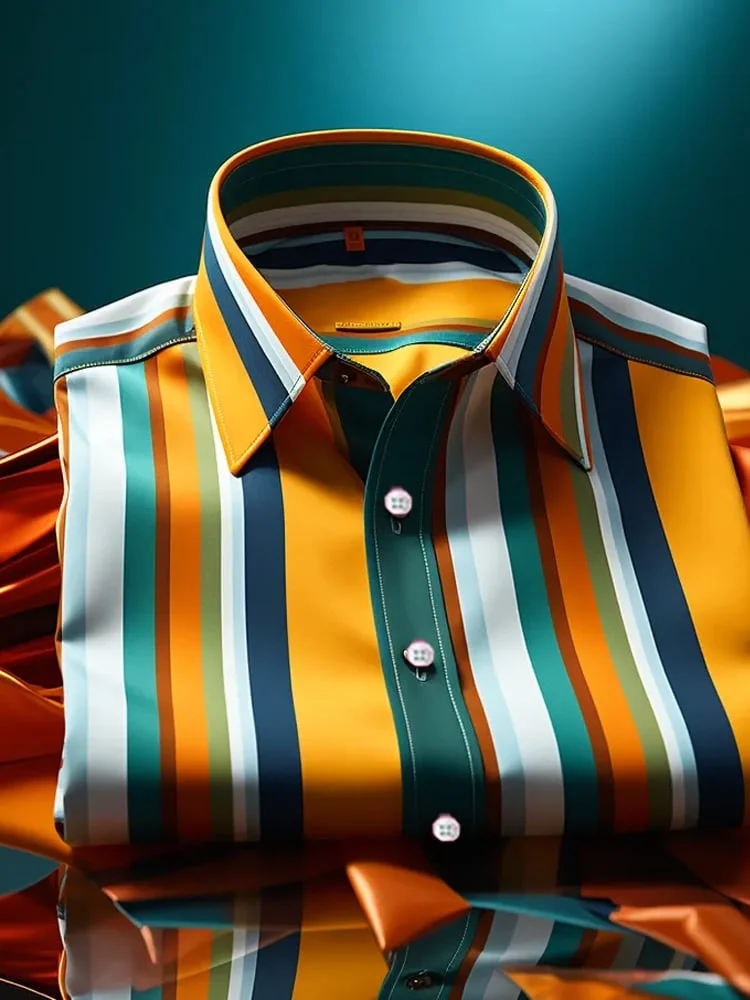 Men's Elegant Romantic Striped Long Sleeve Shirt 