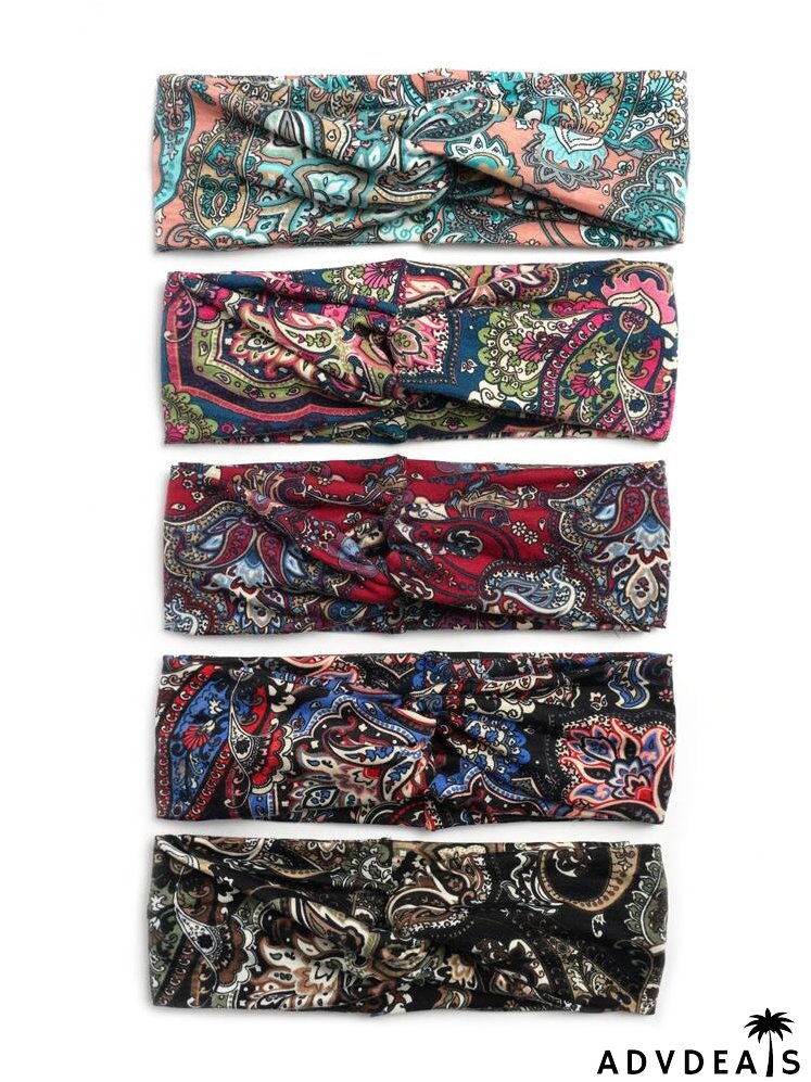 5pcs Paisley Print Hair Band