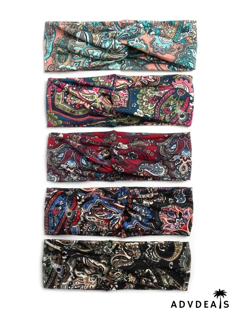 5pcs Paisley Print Hair Band