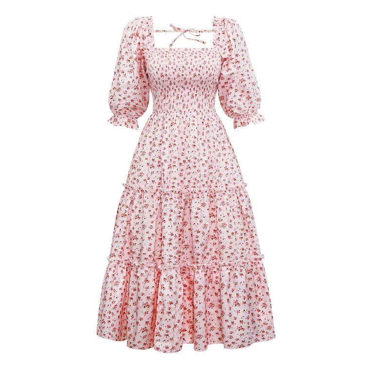 Kid Floral Print Puff Sleeve Dress