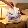 DIY Diamond Art Tissue Box Holder Music and Flowers Design PULeather Crystal Mosaic Desktop Organizer Bag Resin Rhinestone Storage Organizer Gem Art Home Office Decor Craft Gift for Women