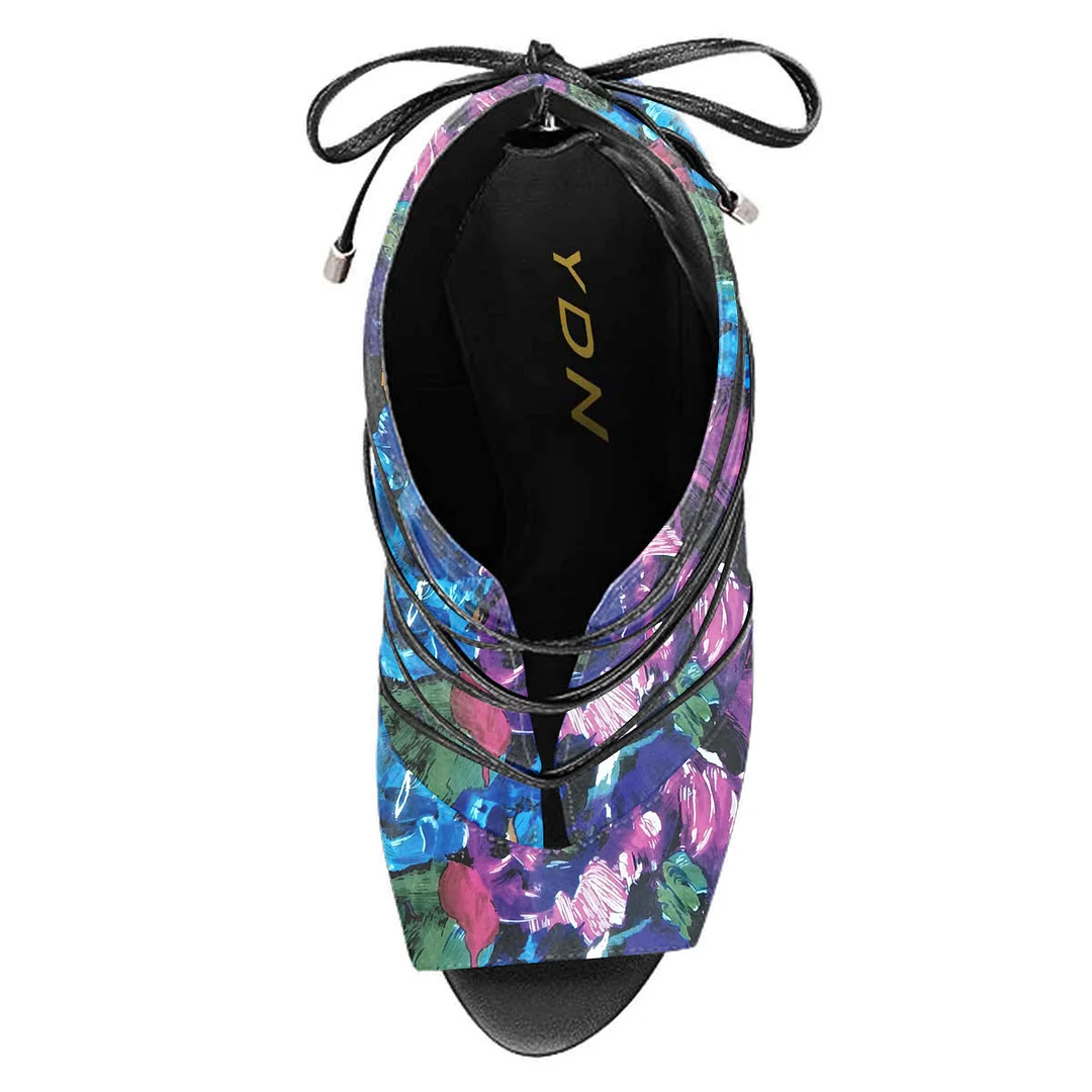 Eye-Catching Colorful Shaded Vegan Leather Boots with Stiletto Heel