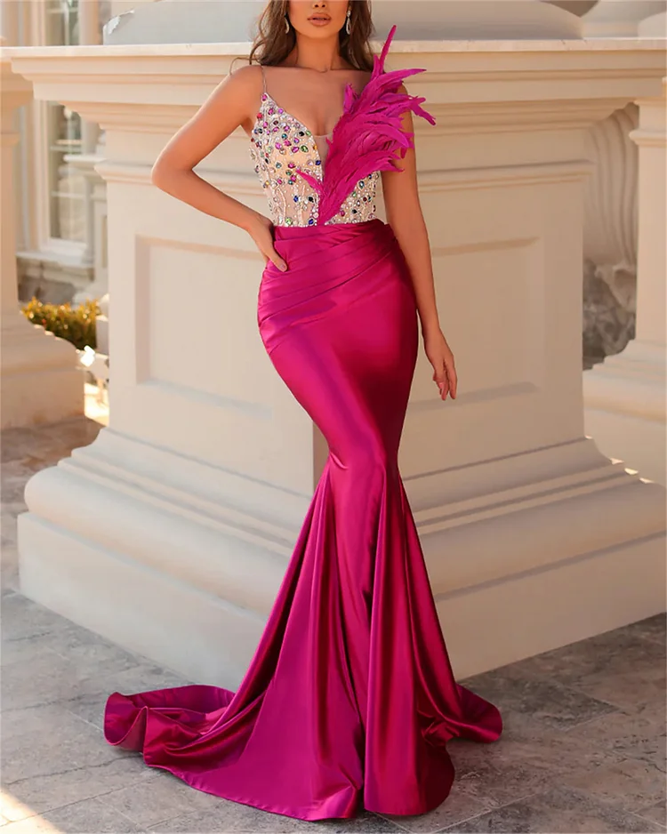 Fashion Pink Sling Sequin Dress