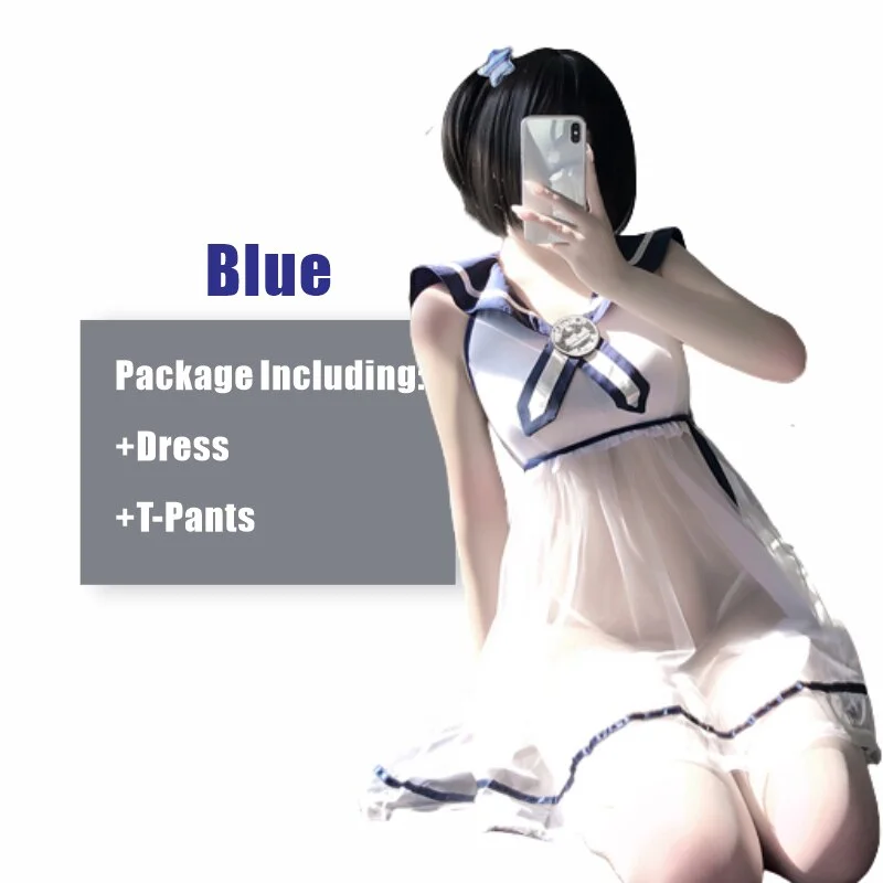 Billionm OJBK Women Lingerie Student Costumes Japanese School Girl Sailor Collar Uniforms Dress Cute Lace Roleplay Outfit Chemise Nightg