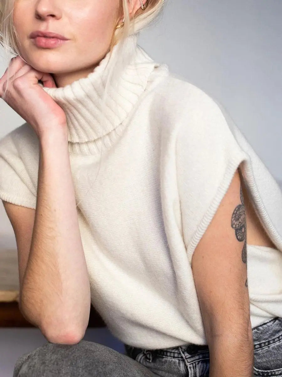 High Neck Sleeveless Loose Sweater