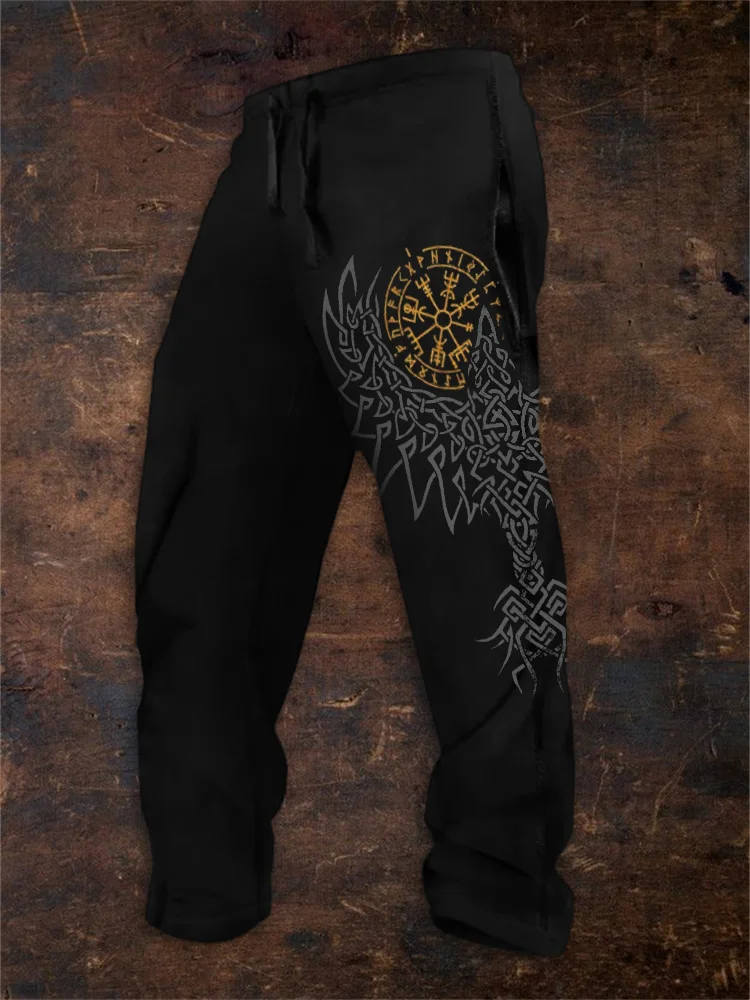Men's Viking Vegvisir Celtic Raven Graphic Sweatpants