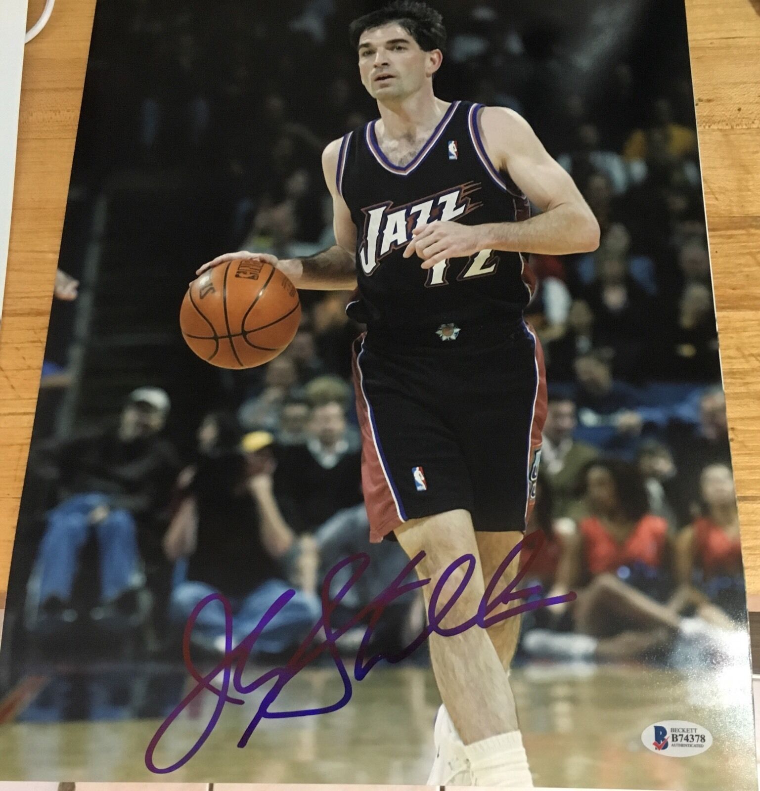 JOHN STOCKTON SIGNED AUTOGRAPH UTAH JAZZ LEGEND RARE ACTION 11x14 Photo Poster painting BAS