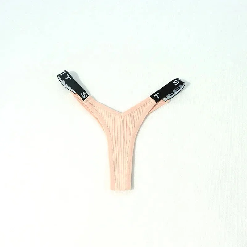 Billionm Lightweight Breathable Sexy Lingerie French Low Waist Thong Plus Size Letter Belt Simple Soft Underwear Women Panties