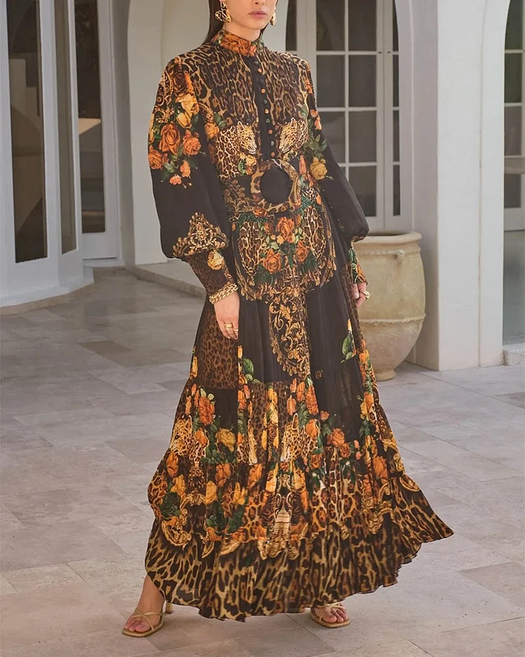 Women's Fashion Printed Long Sleeve Dress