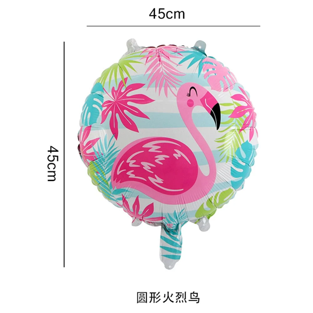 Hawaiian Party Balloon 18 inch Round Flamingo Aluminum Foil Balloon Flamingo Wine Glass Leaf Balloon Birthday Party Decoration