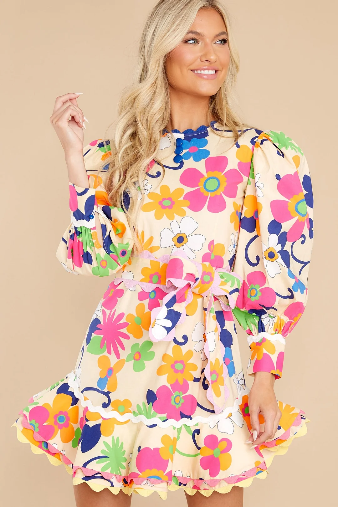 Felicity Beige Multi Dress