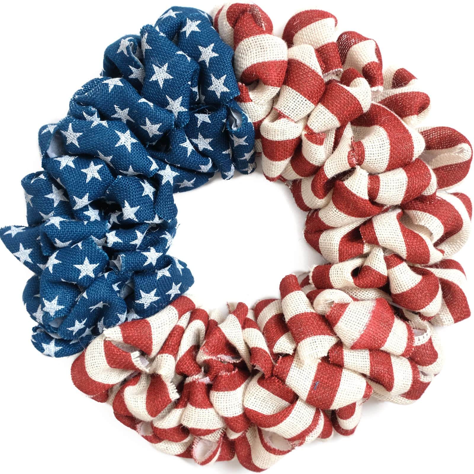 Handcrafted Patriotic Burlap Door Wreath
